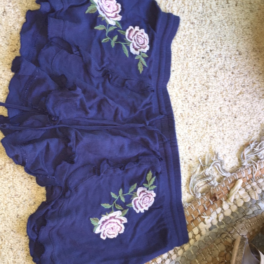 Blue flowy shorts with flower design from Tj Maxx!